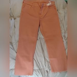 Old Navy pink denim straight leg pants.